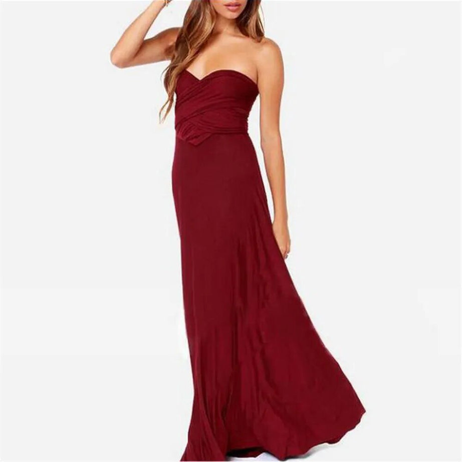 Laura - Robe soirée longue style rouge Boho pour Femmes