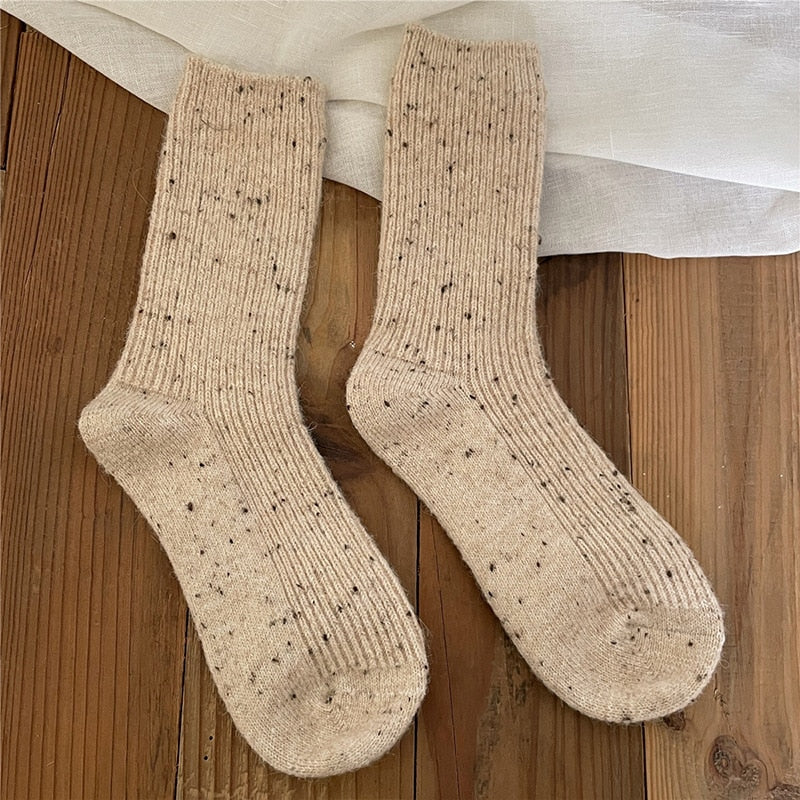 Chaussettes femme longues rayures en laine Vicky
