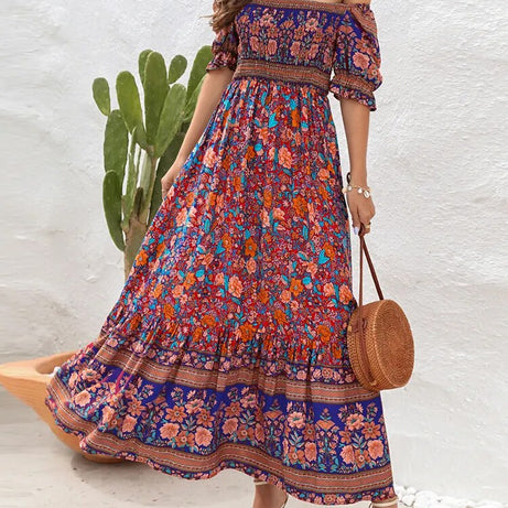 Robe bohème plissée à imprimé Floral pour Femmes Ello