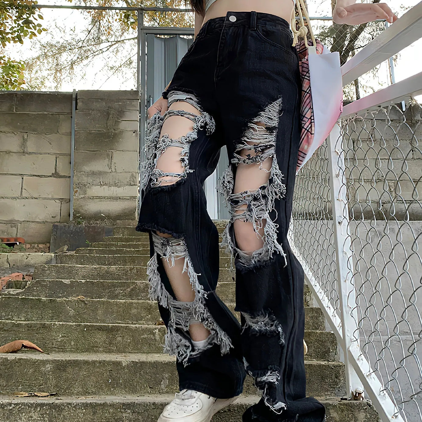 Jean à Trous Cassés pour Femme Reeto