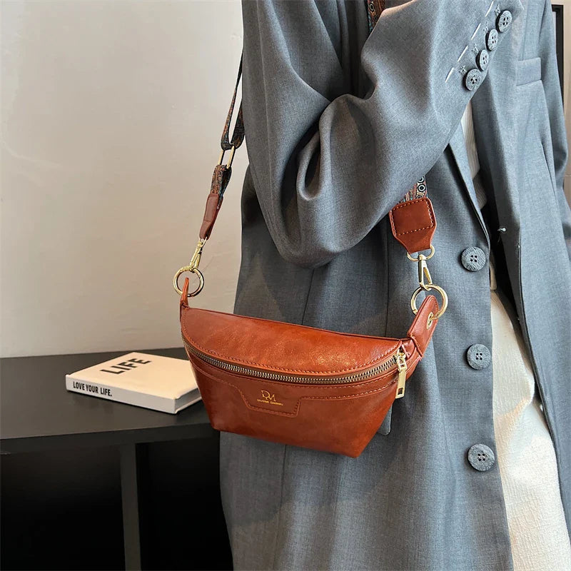 Sac à main banane cuir femme camel