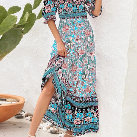 Robe bohème plissée à imprimé Floral pour Femmes Ello