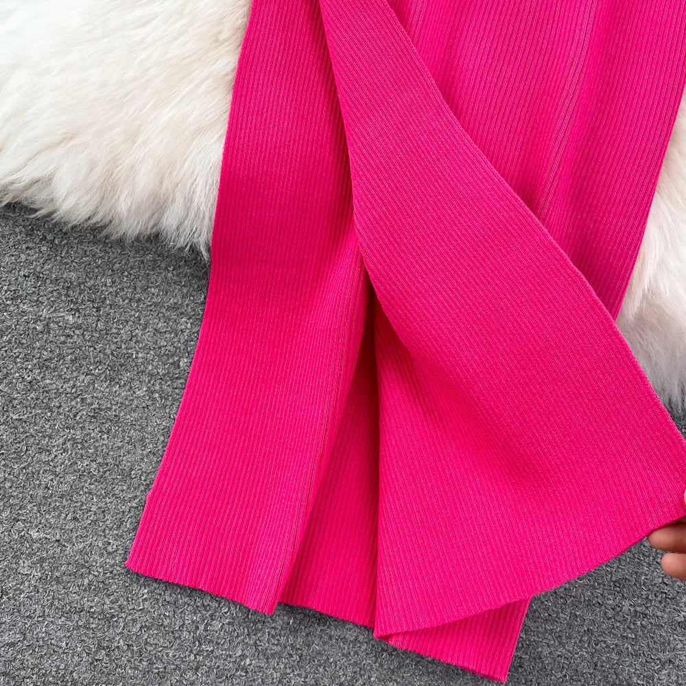 Robe mi-longue fendue pour femme