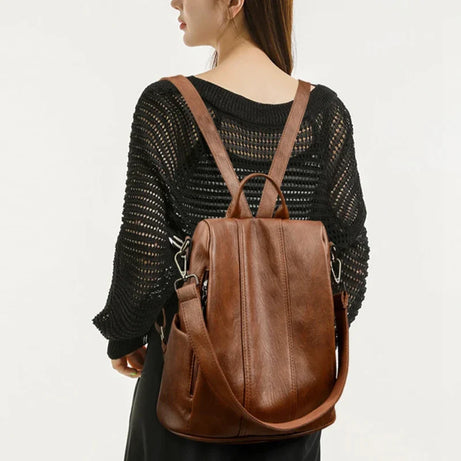 Sac à Main et à Dos Femme Vintage Simili Marron