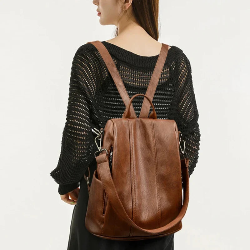 Sac à Main et à Dos Femme Vintage Simili Marron