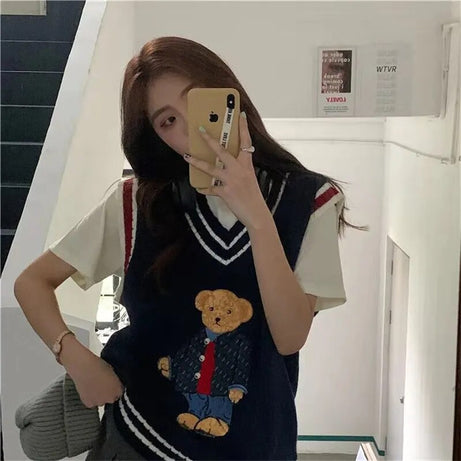 Pull ours de dessin animé de style japonais pour femmes