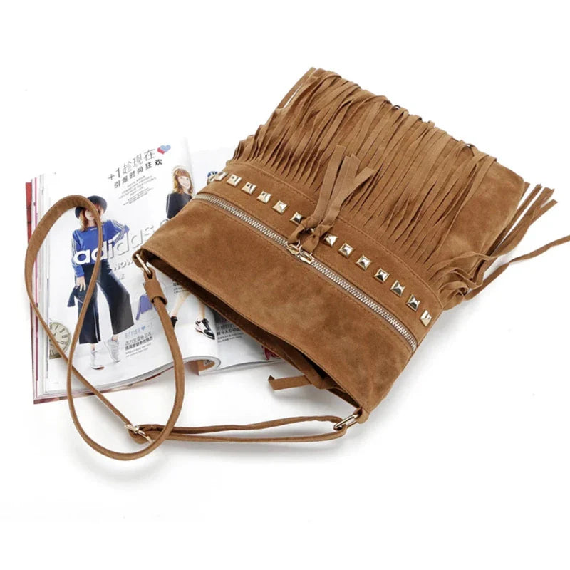 Sac Bandoulière Femme en Simili Suédine Marron
