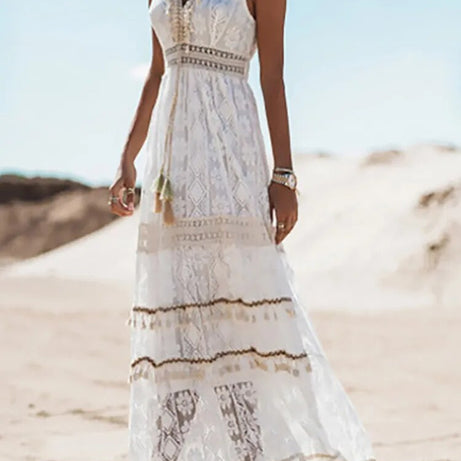Boho-Stil, Spitze, böhmisches Kleid für Damen, Retro