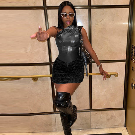 Robe de soirée deux pièces mini-jupe pour femmes - Windy