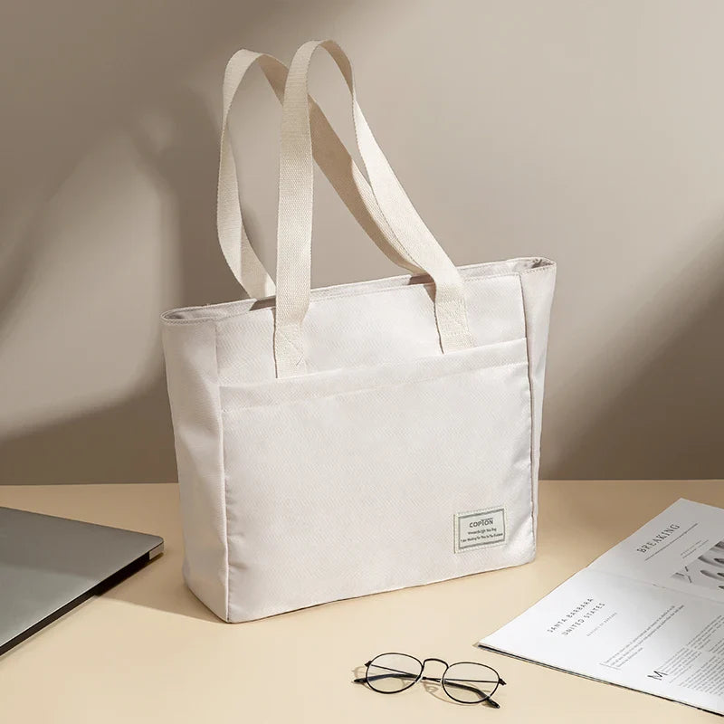 Sac Ordinateur Femme Blanc en Toile