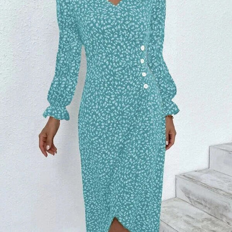 H-förmiges, florales, plissiertes Bohemian-Kleid für Damen