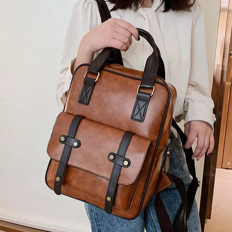 Sac Cartable Femme Multipoches Marron