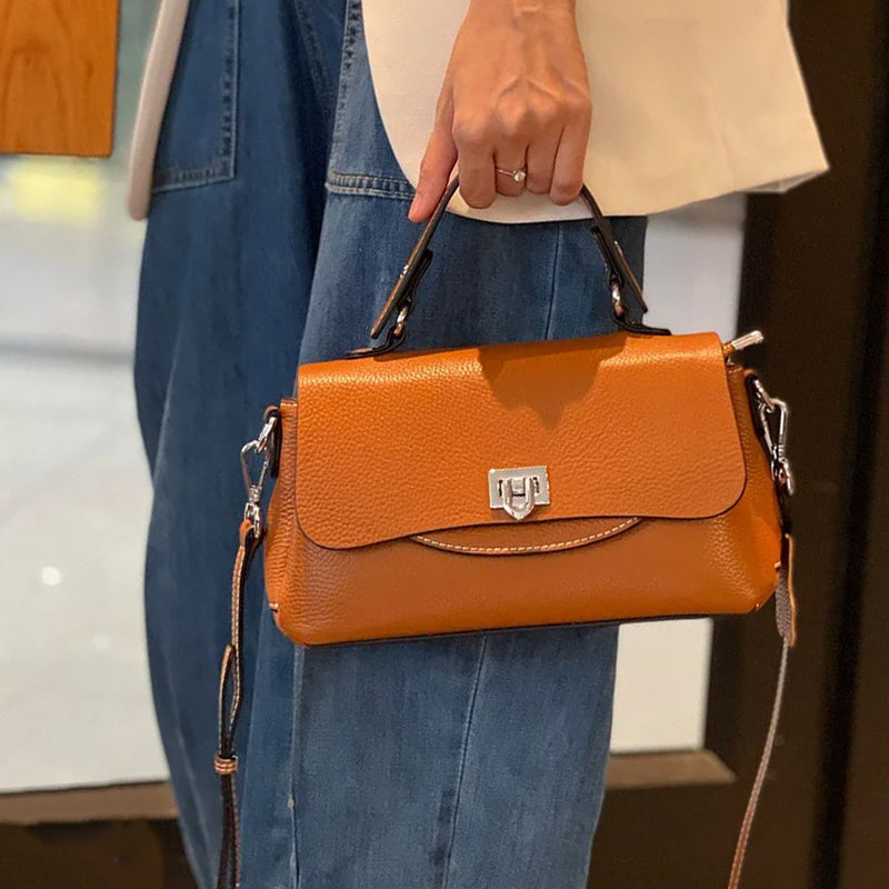 Sac à main cuir marron vintage