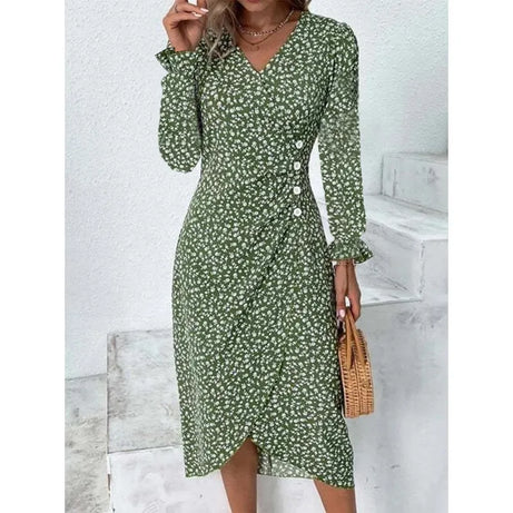 H-förmiges, florales, plissiertes Bohemian-Kleid für Damen
