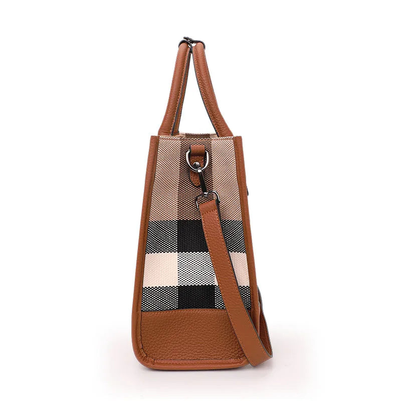 Sac à Main Fourre Tout Élégant en Tissu et Simili