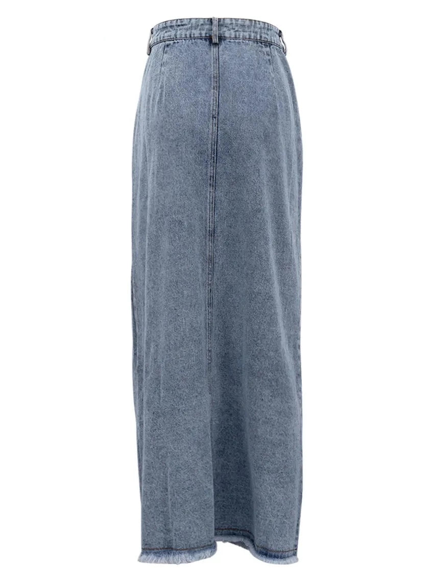 Jupe en jean taille haute vintage pour femme Clave