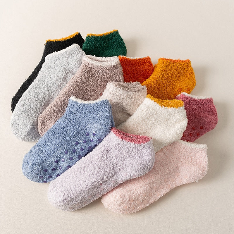 Chaussettes femme antidérapantes moelleuses