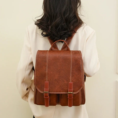 Sac Cartable Femme Design Vintage Marron