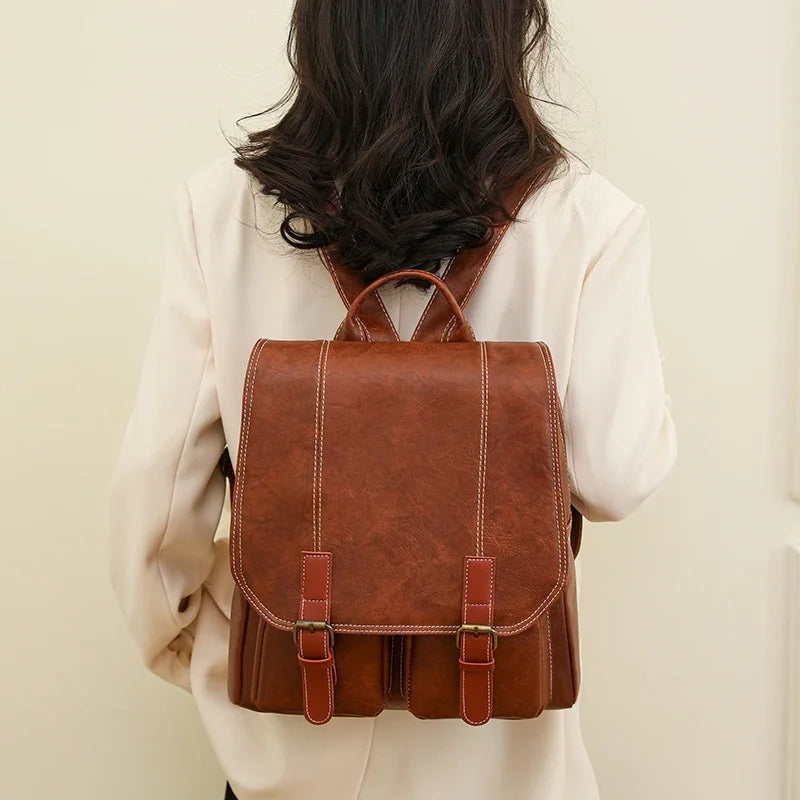 Sac Cartable Femme Design Vintage Marron