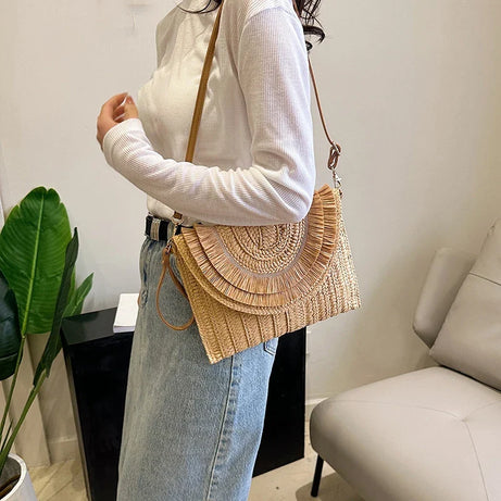 Sac Tricoté en Paille avec Bandoulière