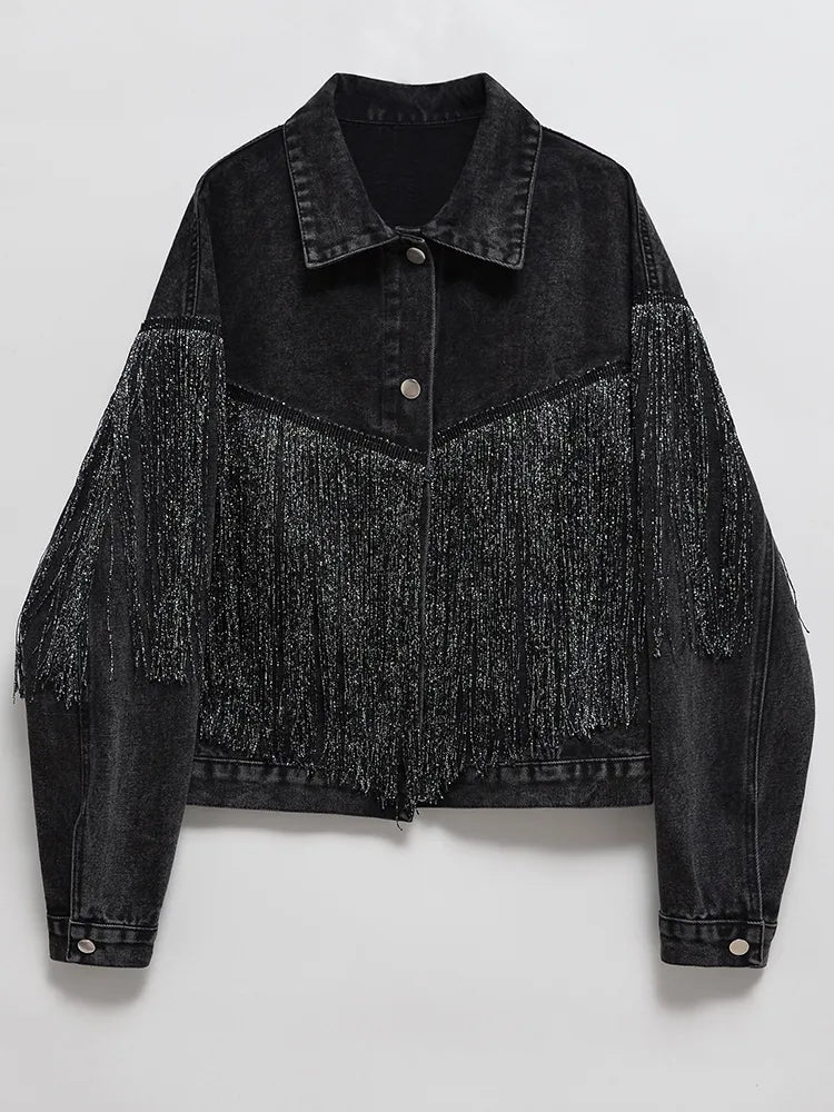 Schwarze Rodeo-Jeansjacke