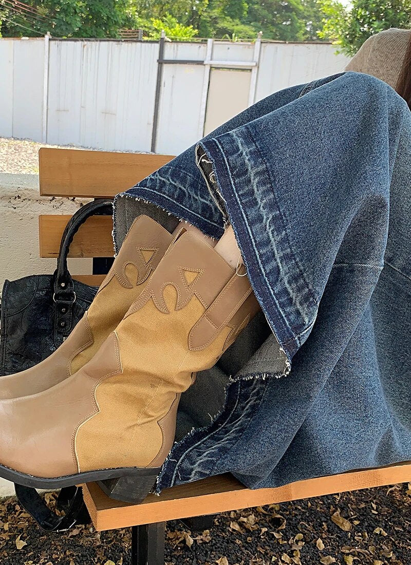 Long Denim Skirts for Women Skido