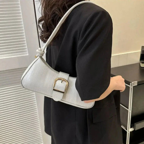 Sac à Main Baguette Simili avec Boucle Métallique Chic
