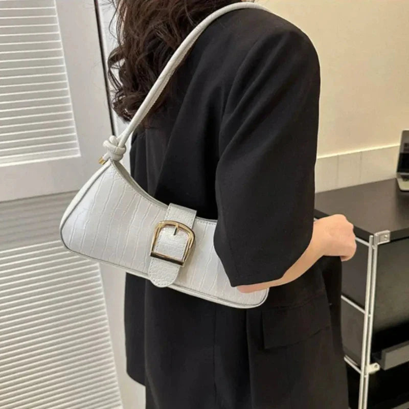 Sac à Main Baguette Simili avec Boucle Métallique Chic