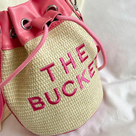 Sac Femme Seau Vintage en Paille