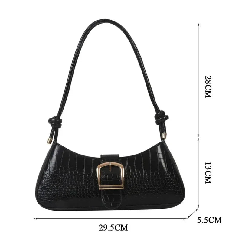 Sac à Main Baguette Simili avec Boucle Métallique Chic