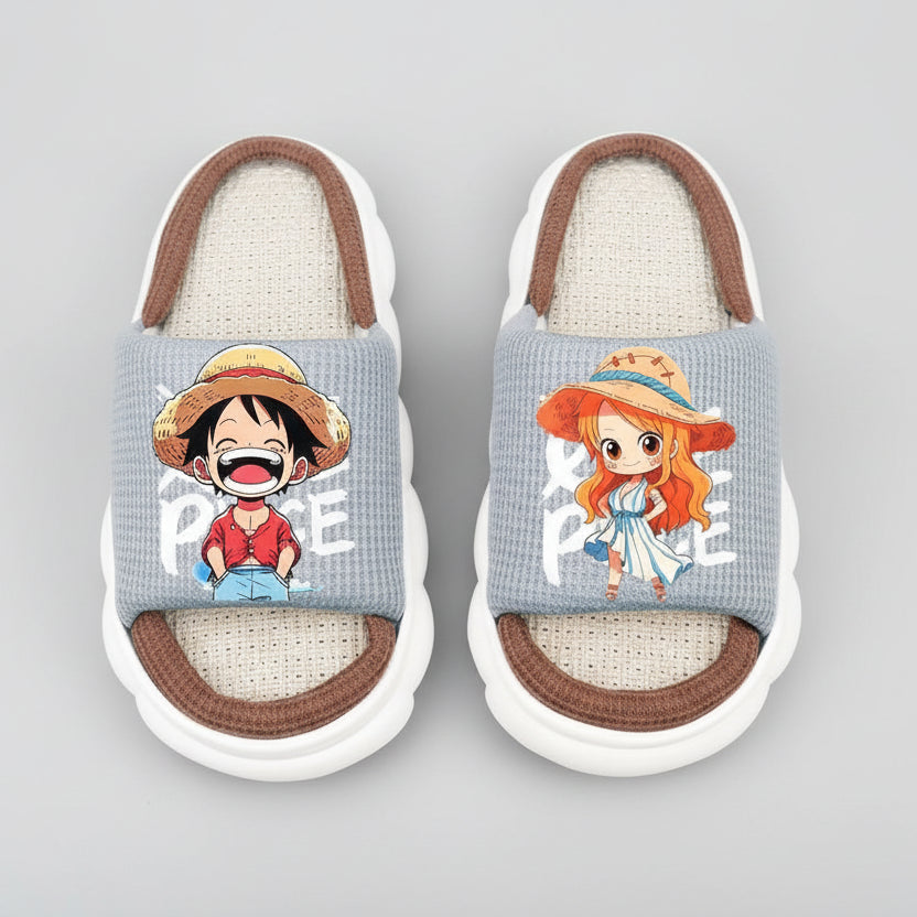 Chaussure manga one piece - Chaussons lumineux Luffy en lin pour garçons