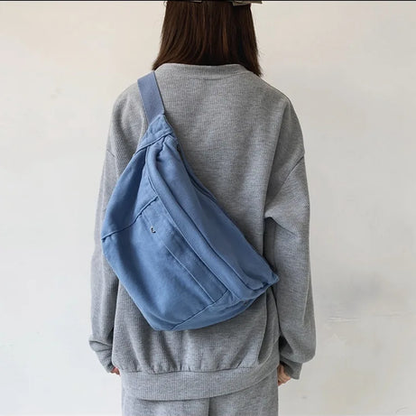 Grand sac à main banane XXL bleu