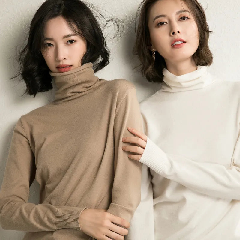 Pull à col roulé coupe couvertes pour femmes