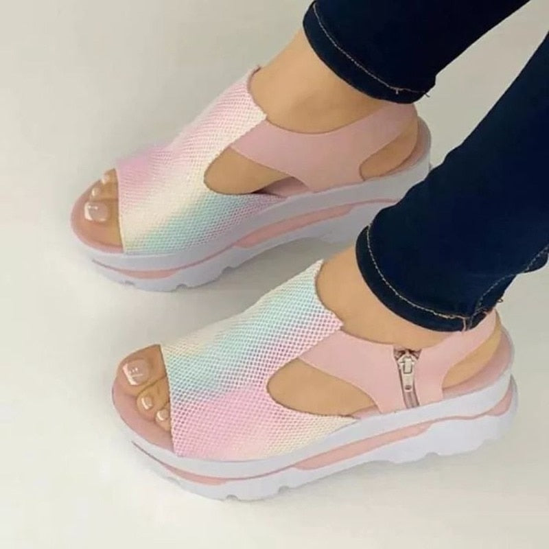 Plateausandalen mit Keilabsatz, Übergröße, lässig für Damen – Zoomy