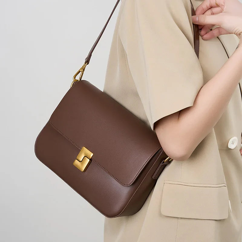 Sac à Main en Cuir Femme à Bandoulière Marron
