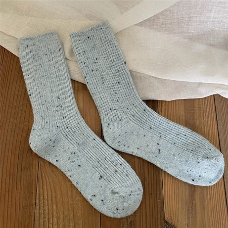 Chaussettes femme longues rayures en laine Vicky