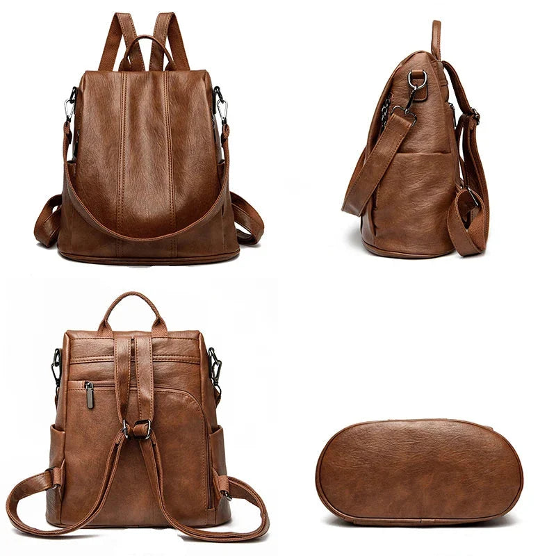 Sac à Main et à Dos Femme Vintage Simili Marron