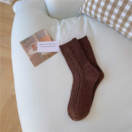 Chaussettes femme longues et douces à motif tressé Michaela