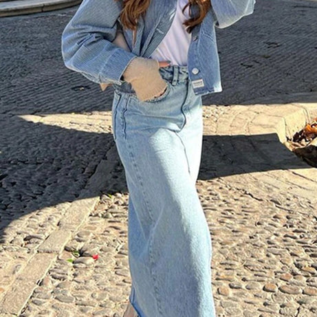 Jupe en jean longue Vintage pour femmes Slayer