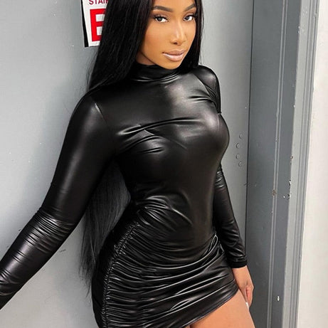 Jana - Robe de soirée noire à manches longues pour femme