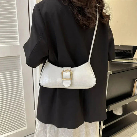 Sac à Main Baguette Simili avec Boucle Métallique Chic