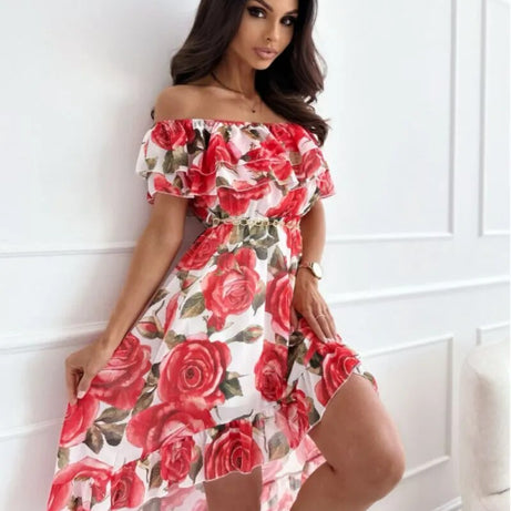 Elegantes Bohemian-Kleid mit Blumendruck für Damen