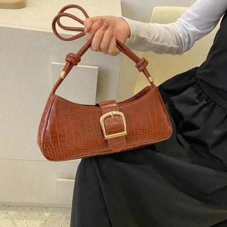 Sac à Main Baguette Simili avec Boucle Métallique Chic