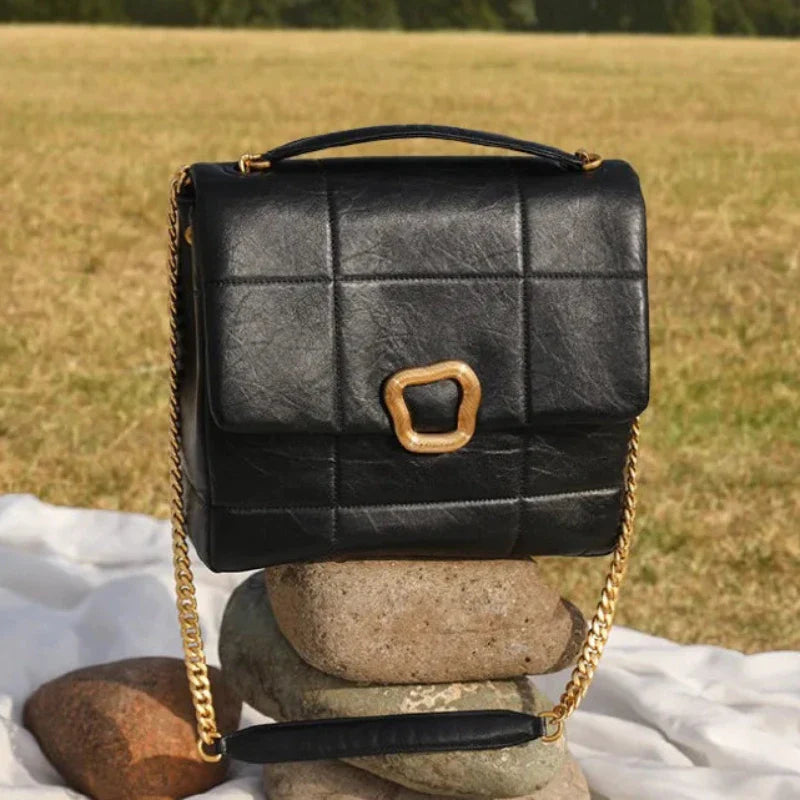 Sac Matelassé Noir Style Mallette