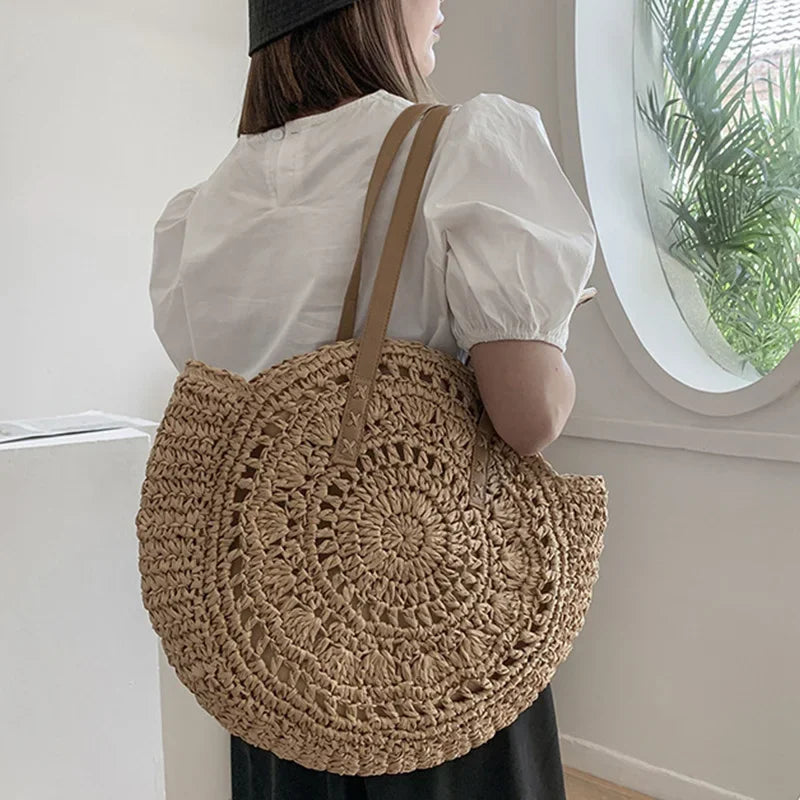 Sac à main paille rond
