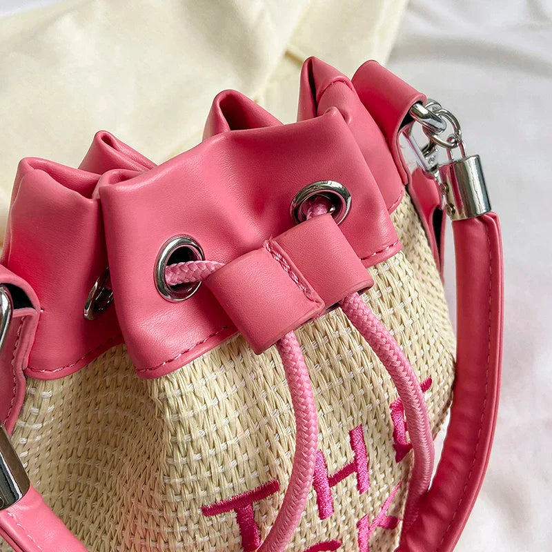 Sac Femme Seau Vintage en Paille