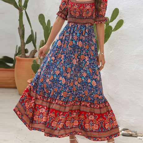 Robe bohème plissée à imprimé Floral pour Femmes Ello