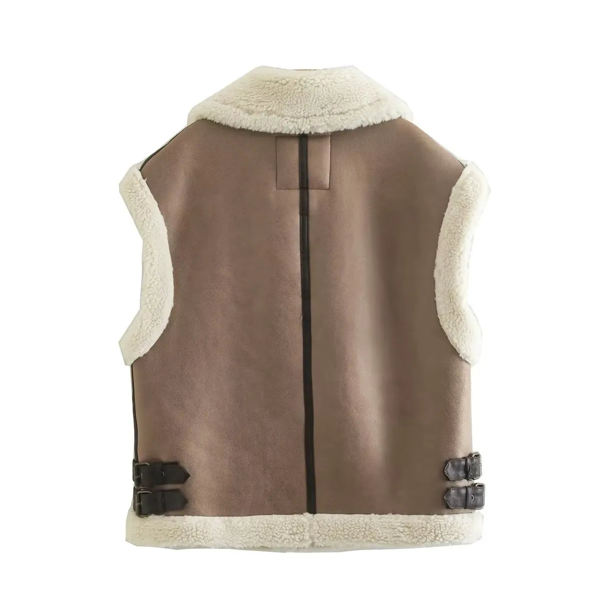 Gilet en fausse peau de mouton pour femme