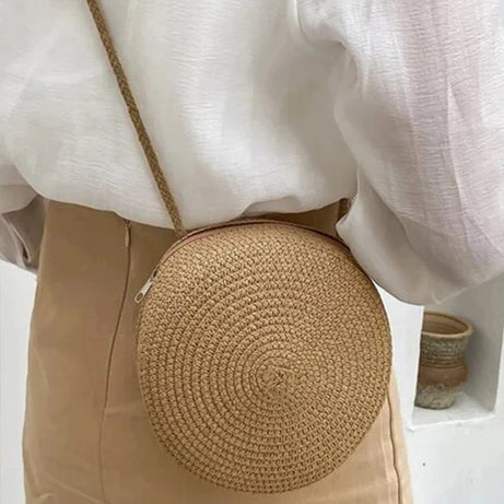 Petit Sac Rond en Paille