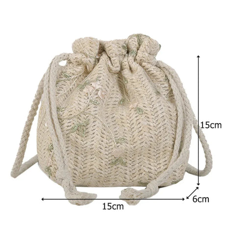 Sac Femme Bourse avec Fleurs Brodées